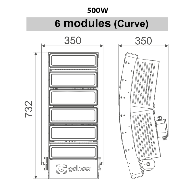 پروژکتور ال ای دی 500 وات مدل ماتریس کمان
