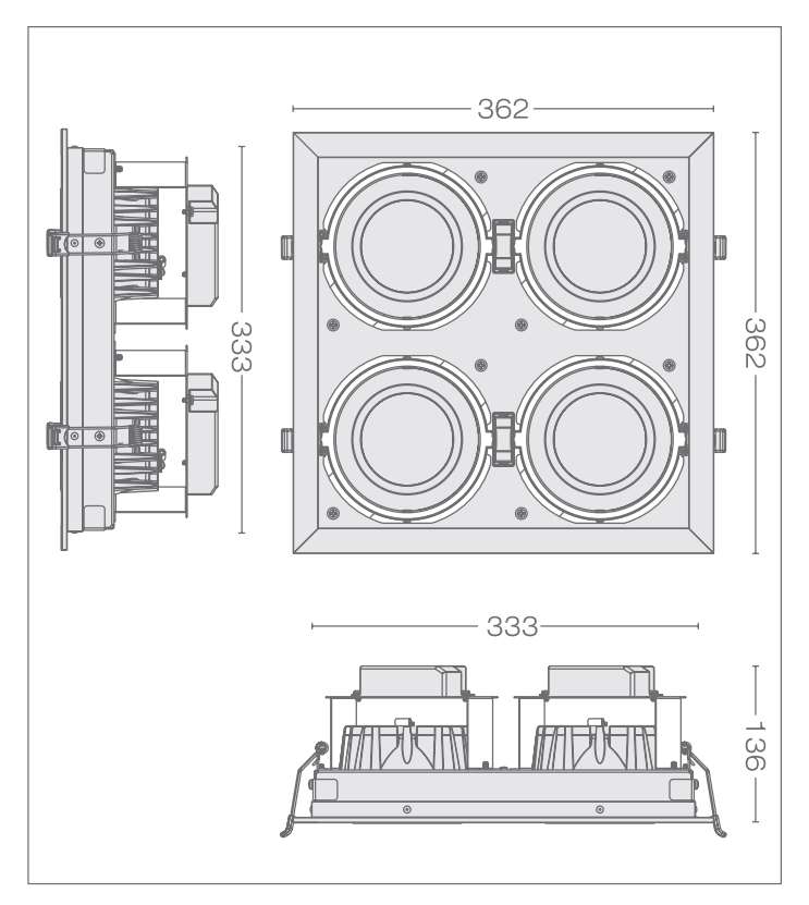 چراغ سقفی 120 وات توکار LED مدل پیکسل 4